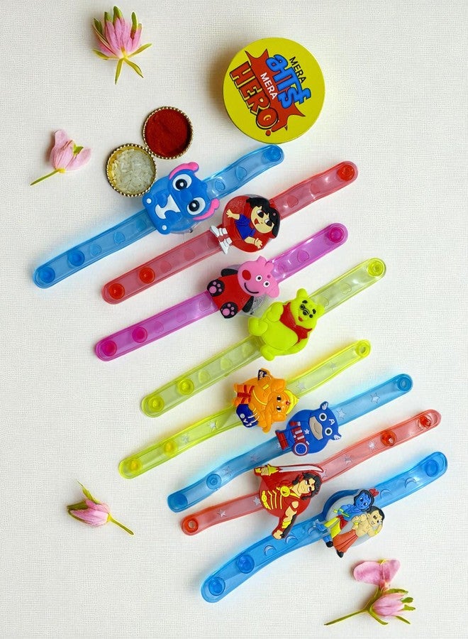 Evisha مجموعة إيفيشا من قطعتين من أساور راخي بشخصيات كرتونية متنوعة مزودة بإضاءة LED مع مغناطيس للثلاجة، مناسبة للأطفال والأخوين، تتضمن سوار رولي وعبوة تشاول. - Image 4